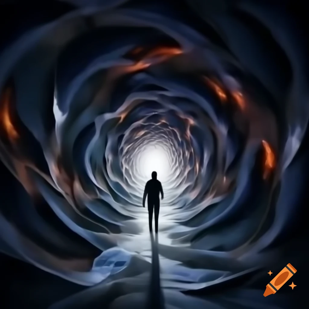 Kaleidoscope of moments and possibilities with doors suggesting alternate realities