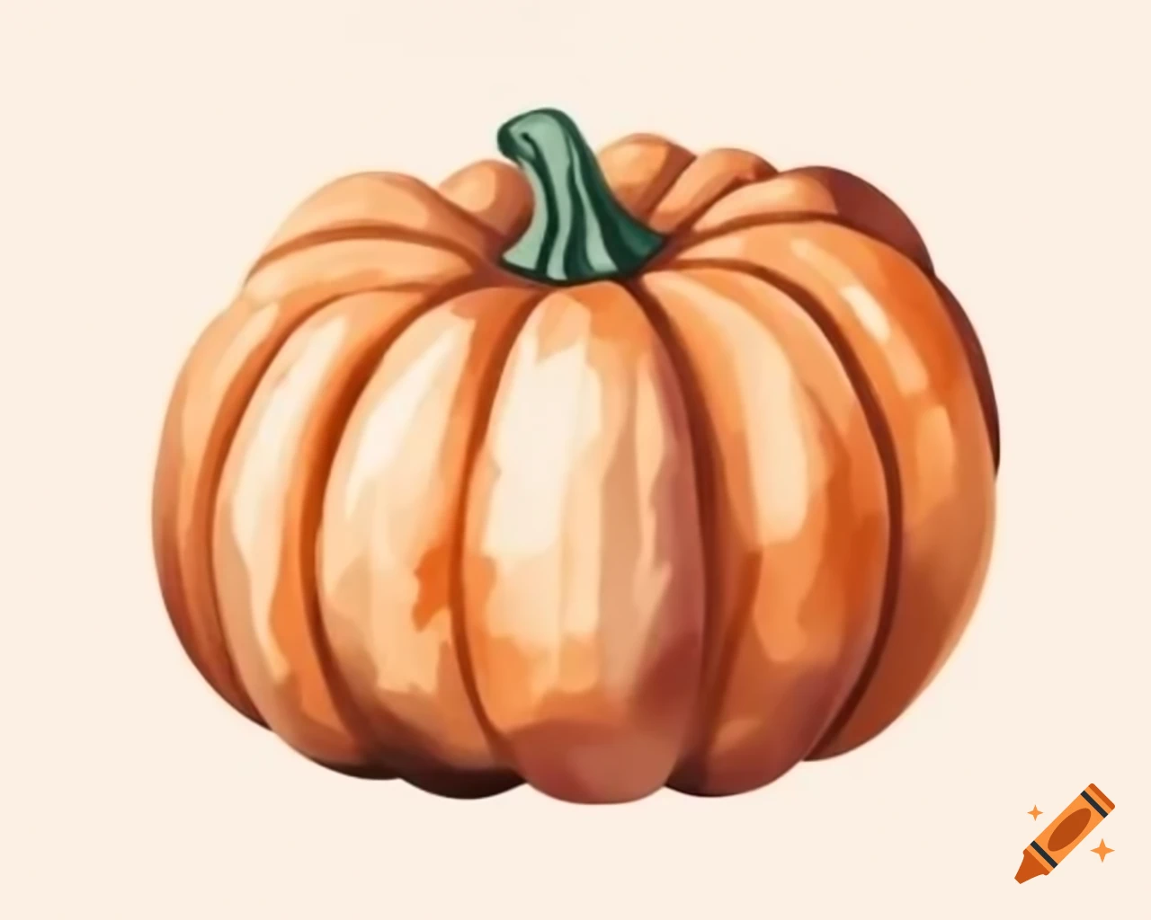 Watercolor Halloween pumpkin in shades of brown, orange, and gold in storybook style