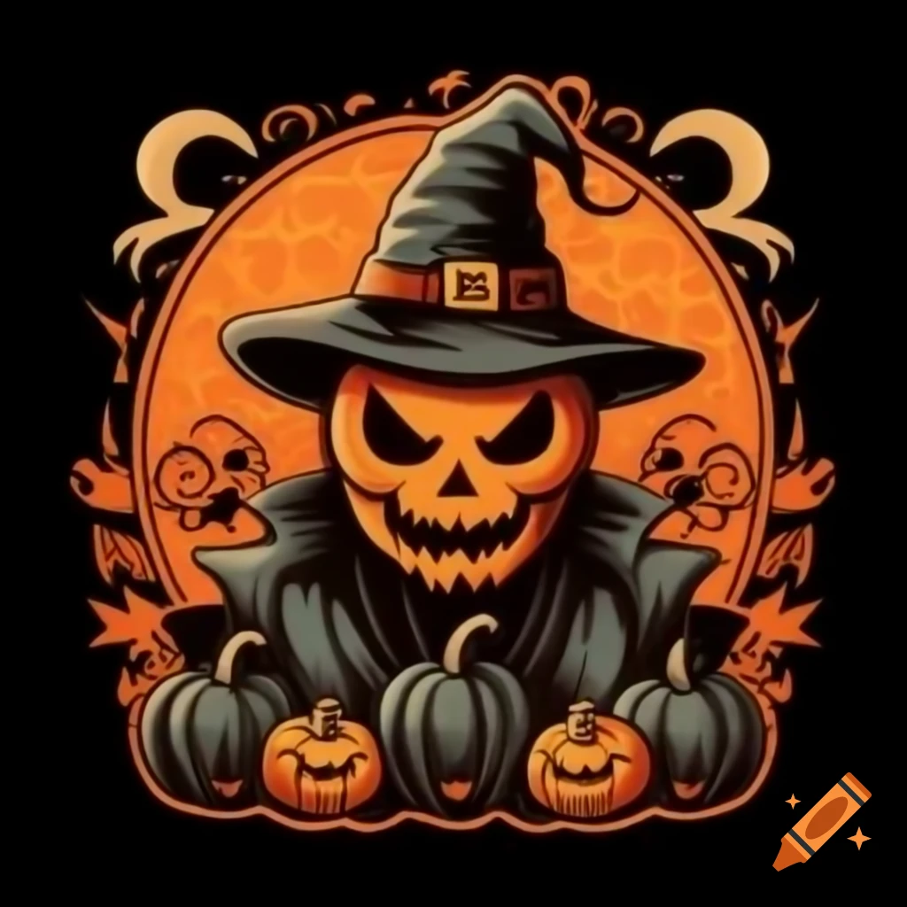Vintage halloween art with classic spooky elements on craiyon