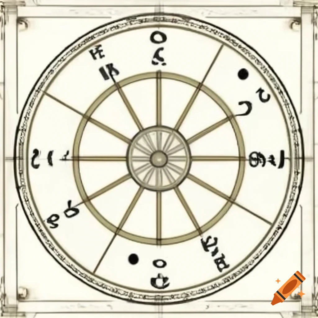 Ornate blank wheel chart with 12 segments, zodiac style