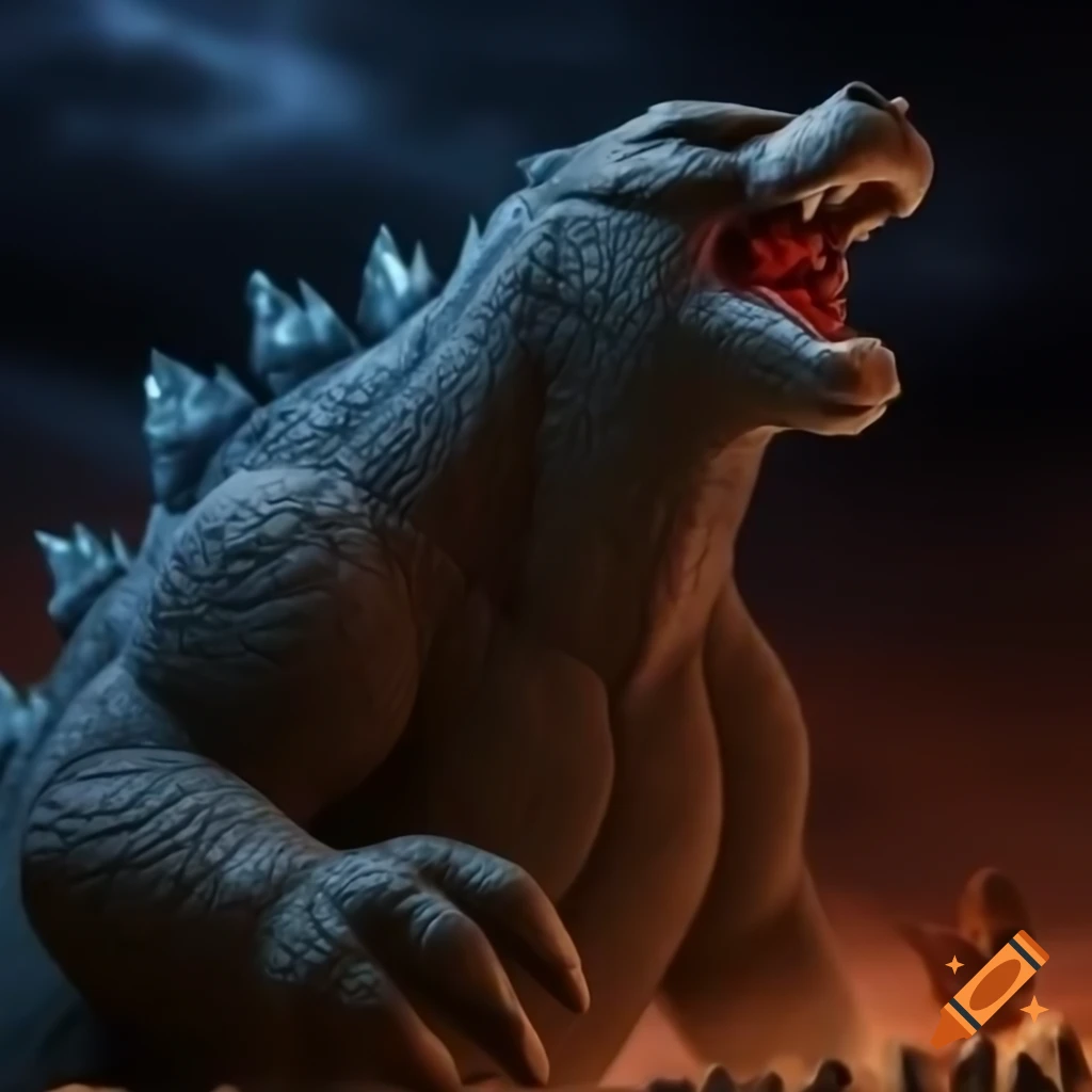Dramatic scene with characters reacting to rumbling ground and eerie music