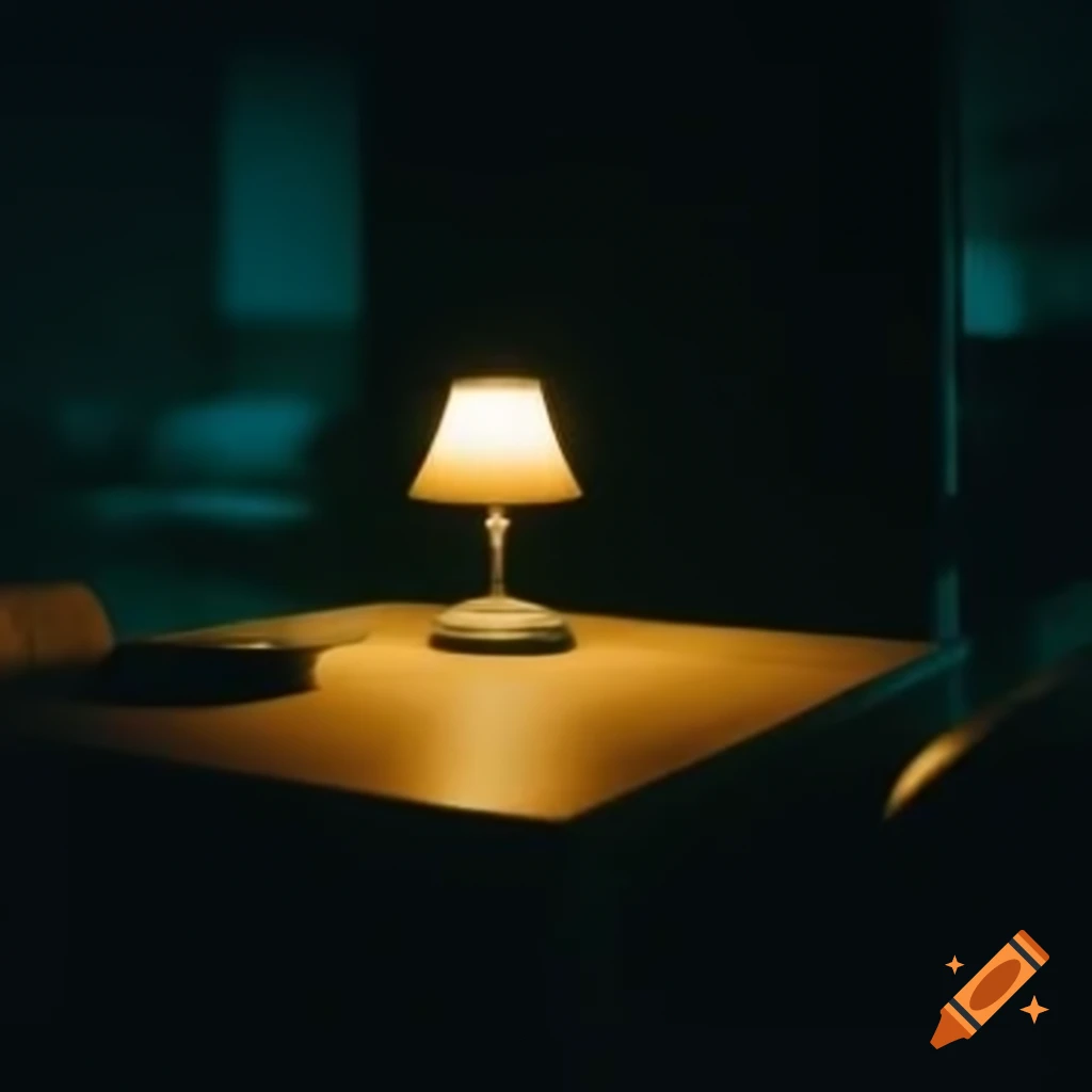 Lamp illuminating a night table in a dark apartment
