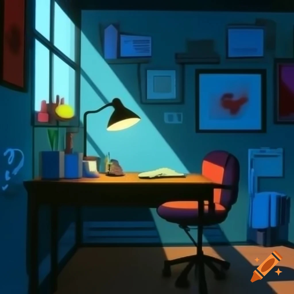 Cozy lofi room featuring a desk lamp