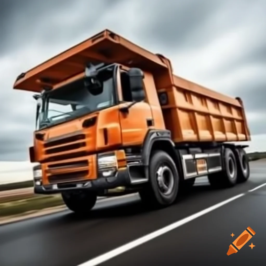 Large orange truck inspecting the road