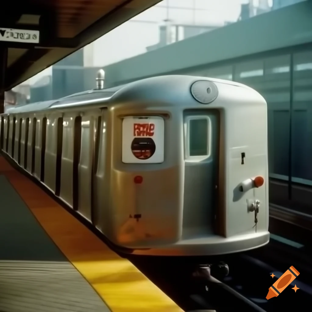 Colorful depiction of New York City R32 subway car from 1964-2020