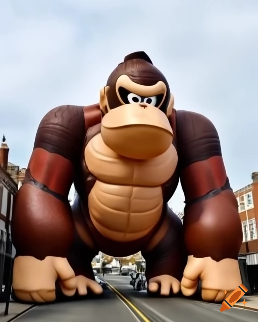 Giant helium inflatable of Donkey Kong on the street