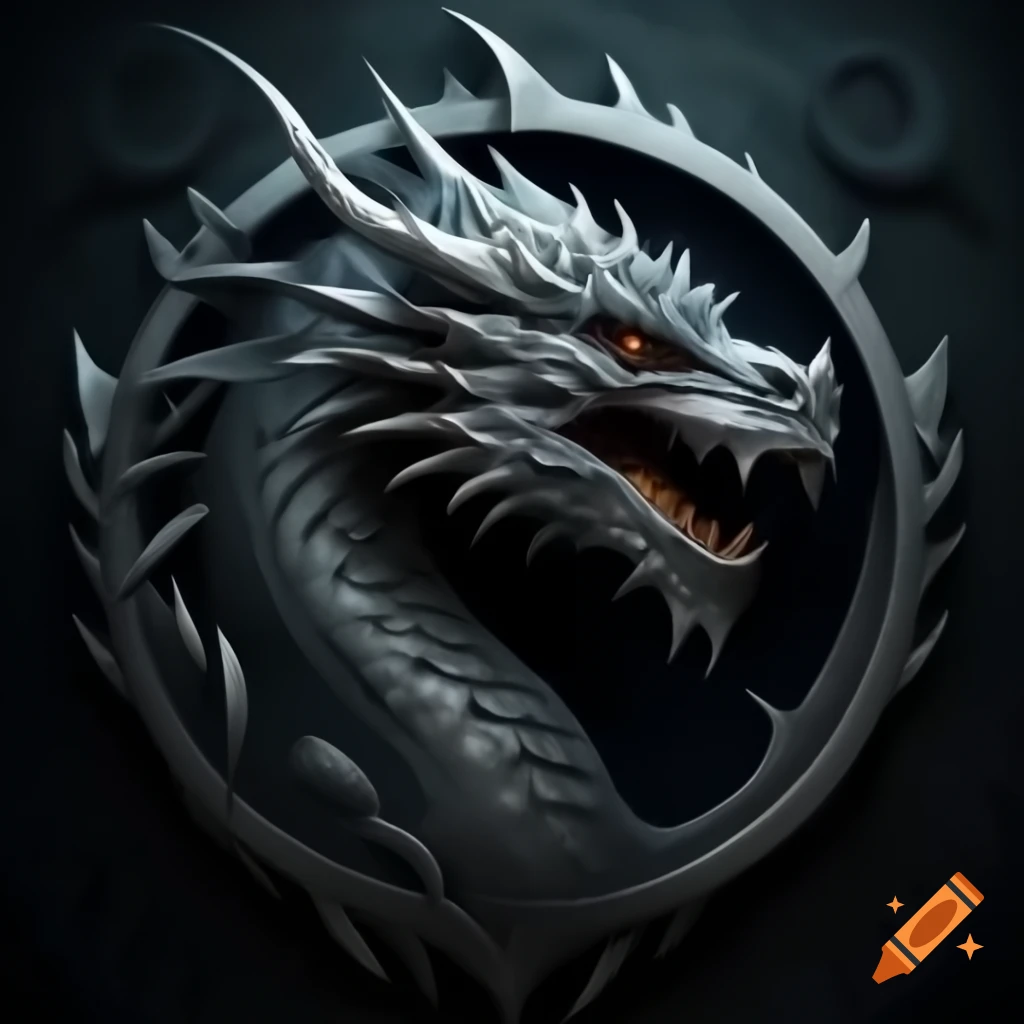 Dark silver dragon enclosed in a circular design