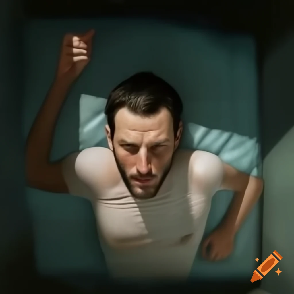 Man trapped in small hole, depicting a challenging situation