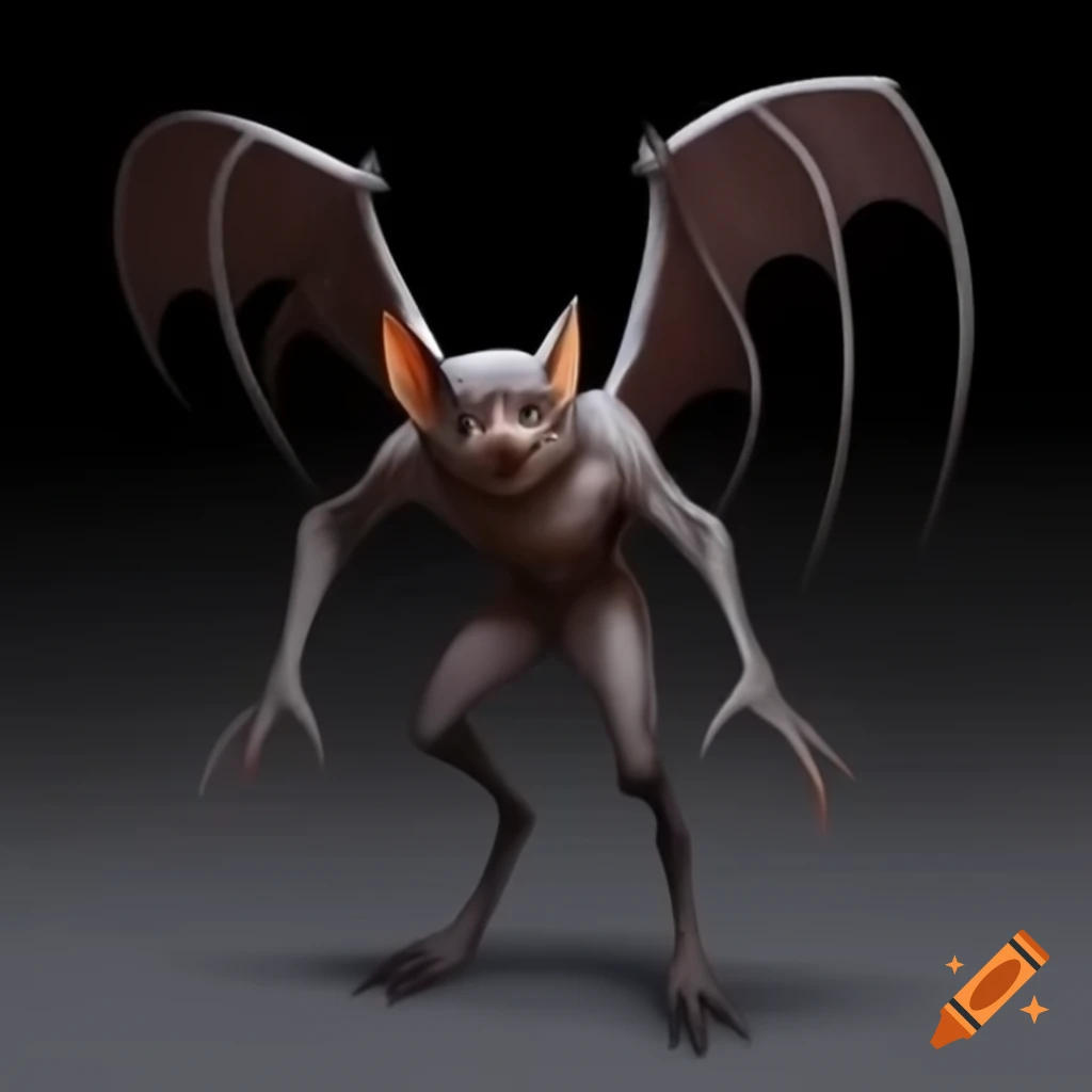 Half human, half bat creature with digitigrade legs and human-like posture