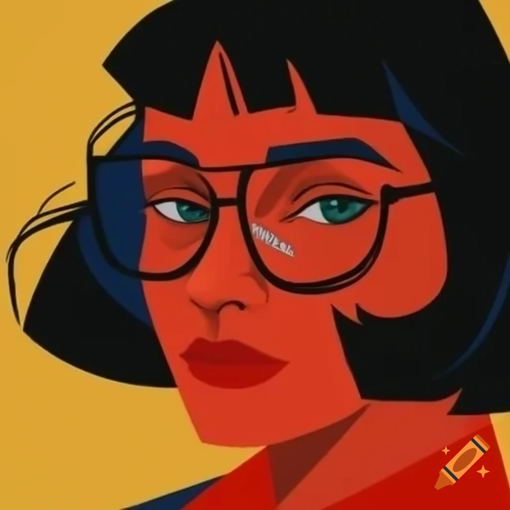 Cubism style portrait of female wearing eyeglasses