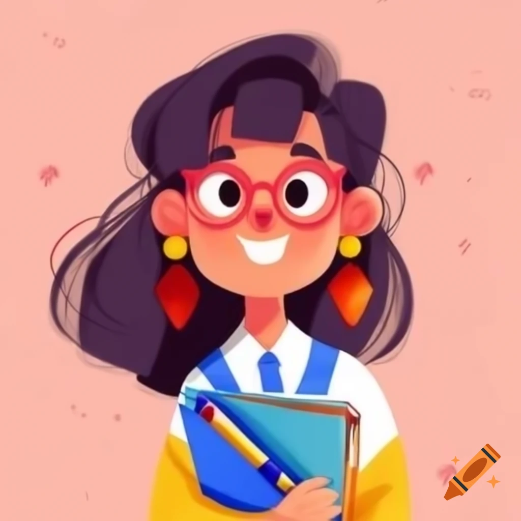 Cartoon illustration of an Italian female student