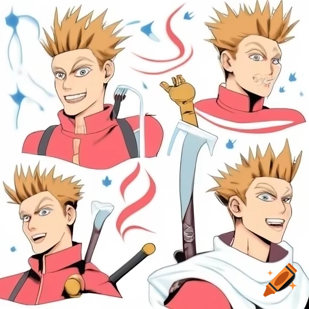Anime character portrait inspired by Vash the Stampede and Archer