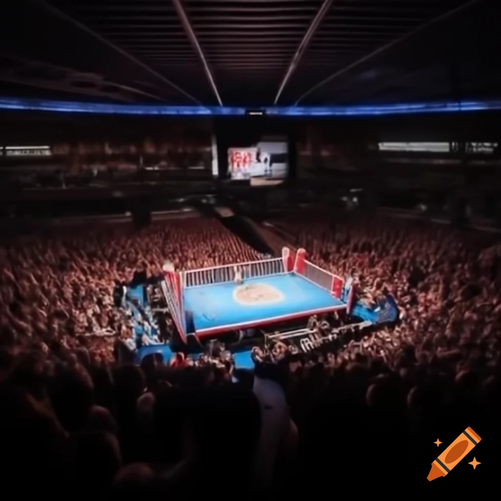 Boxing arena filled with audience, fighter not visible