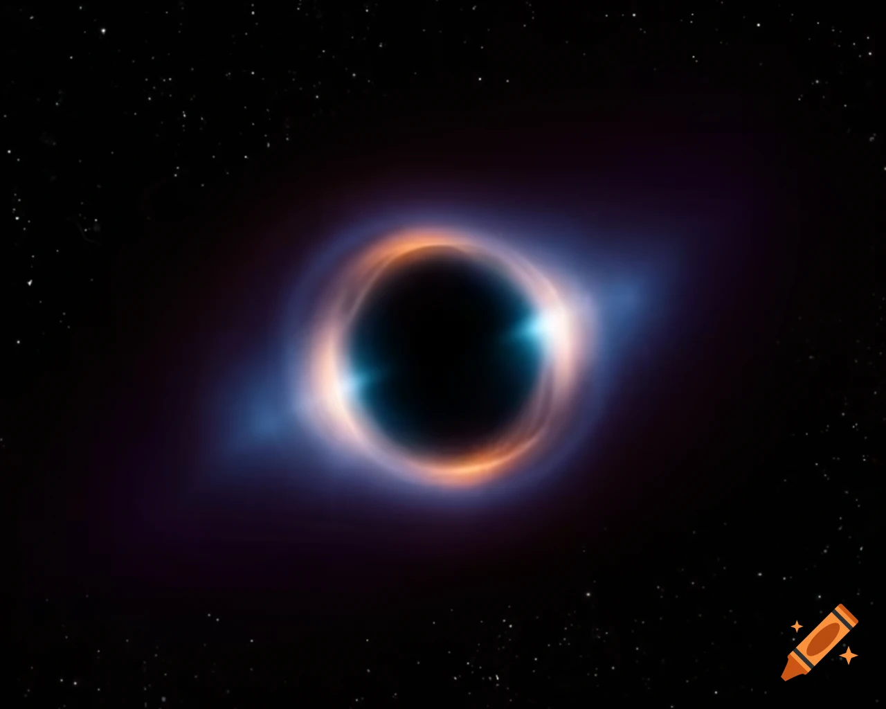 Realistic space art showcasing a black hole and stars in natural colors