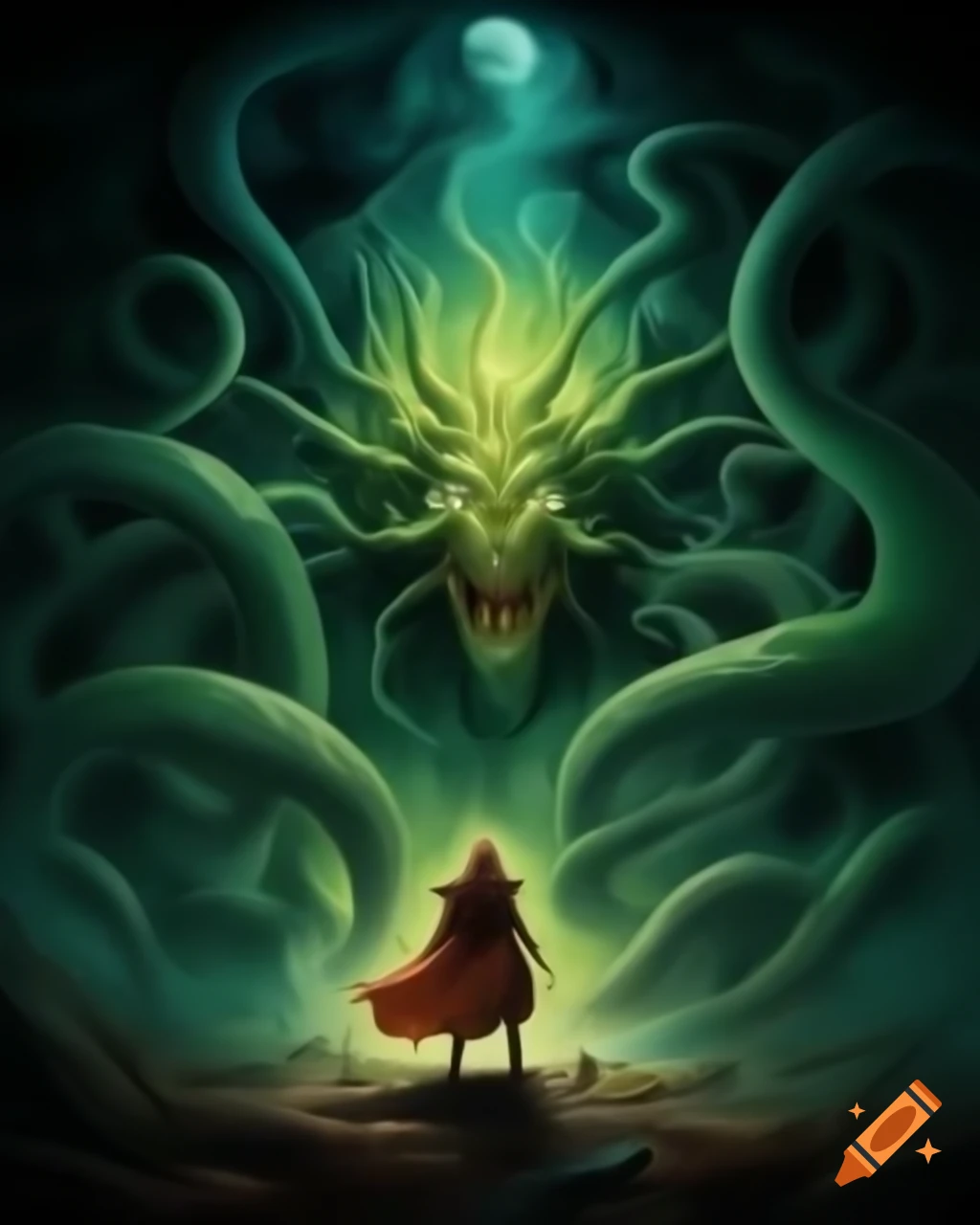 Surreal fantasy illustration in strange style by Greg Rutkowski