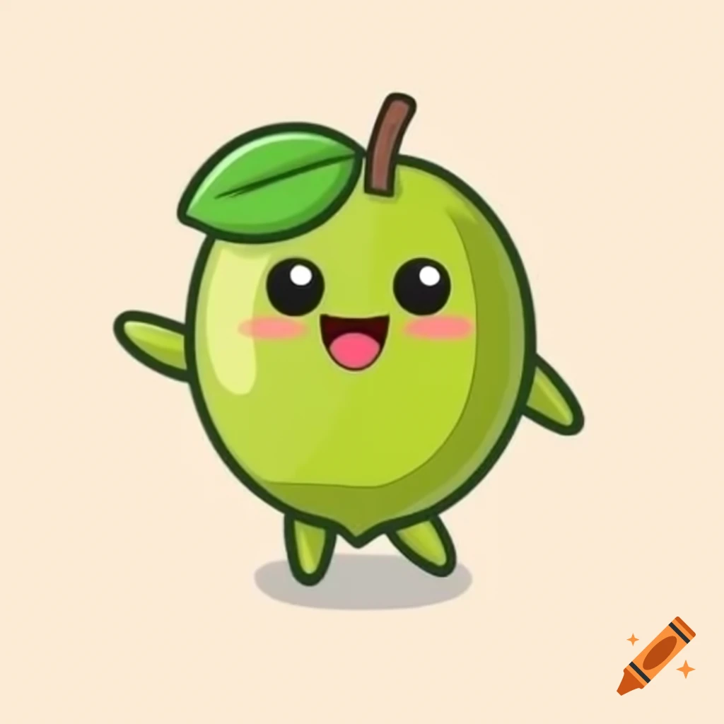 Cute olive character smiling and waving
