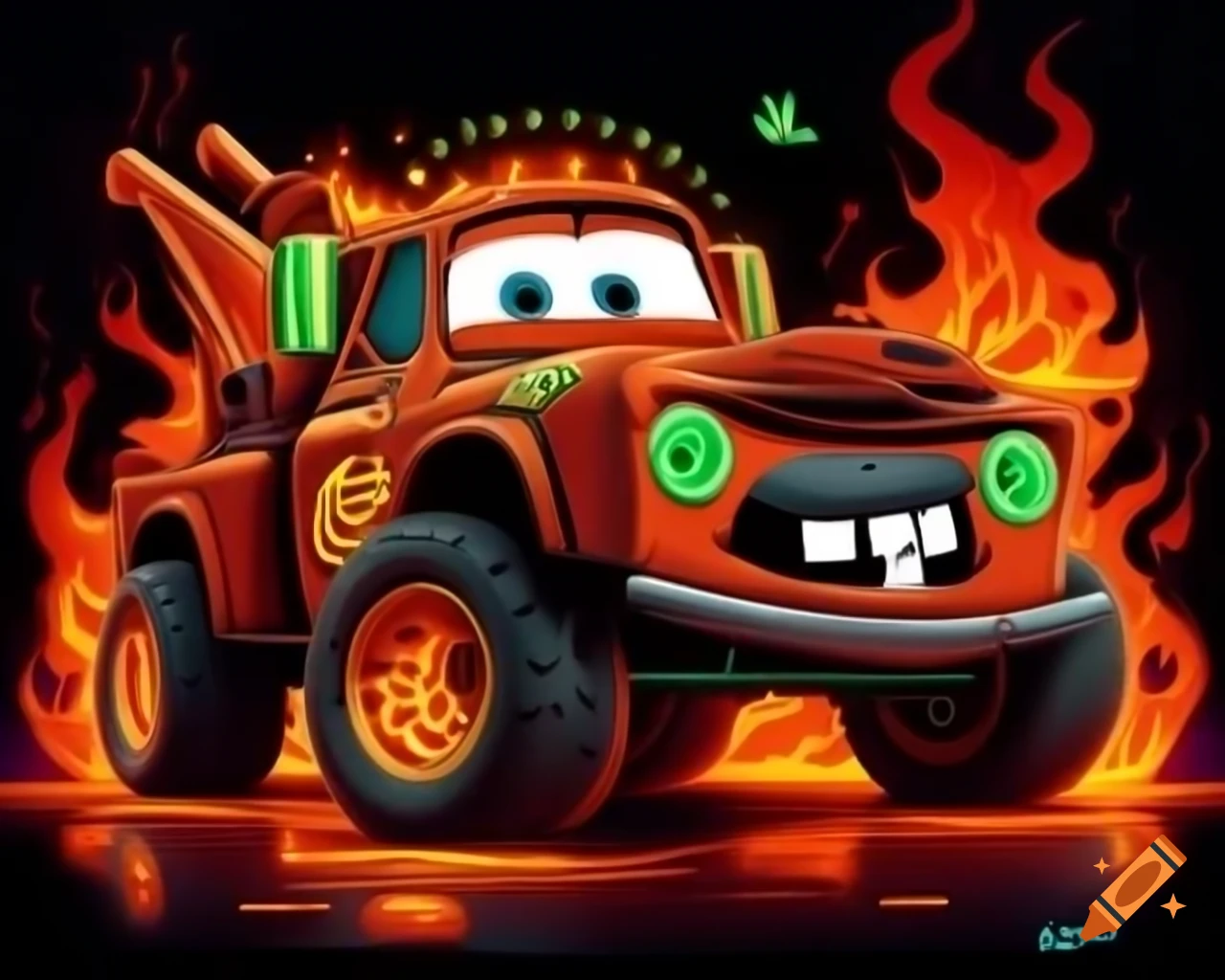 Tow Mater character with pistachio-themed elements