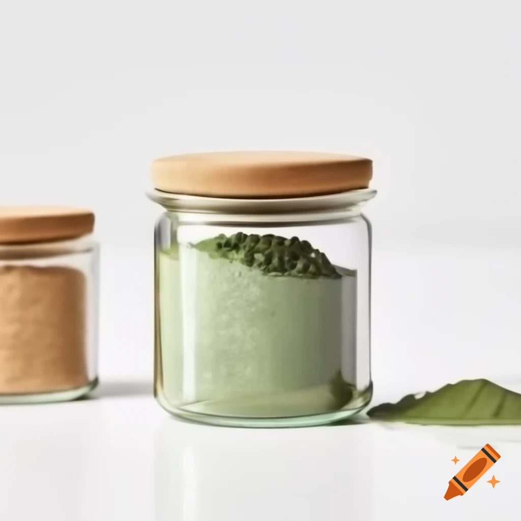 Artisanal transparent jar with rustic handmade design on white background
