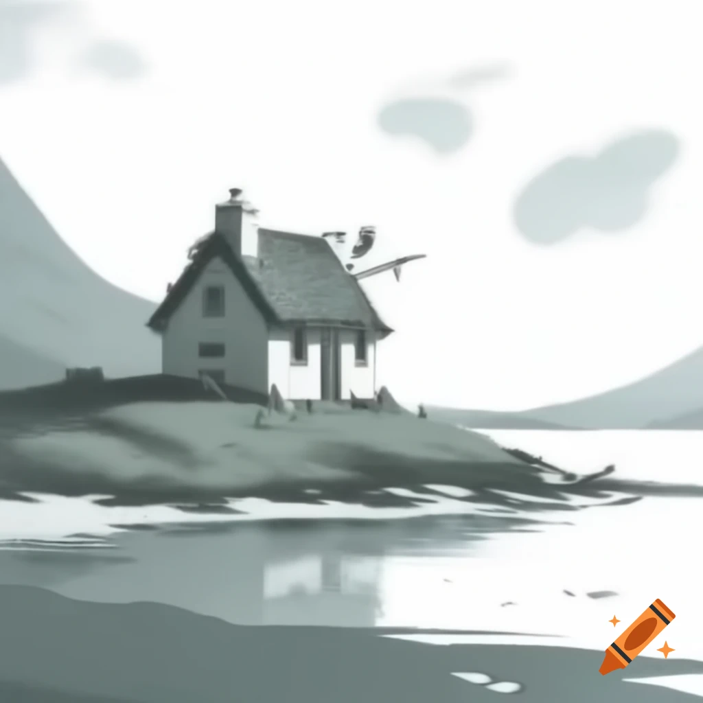 Surreal cottage etched along the shoreline