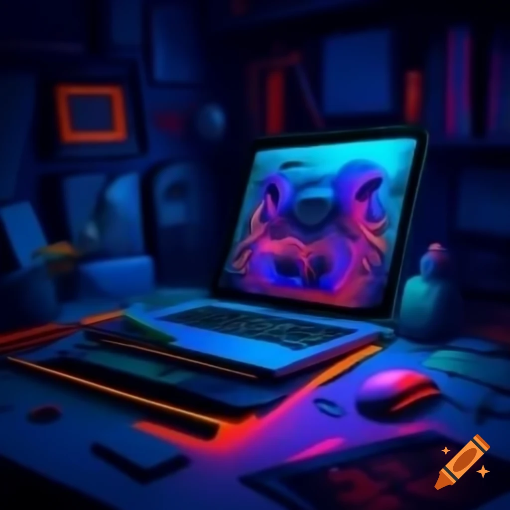 Book cover design for 'Temukan Rahasia AI' featuring neon artistic elements