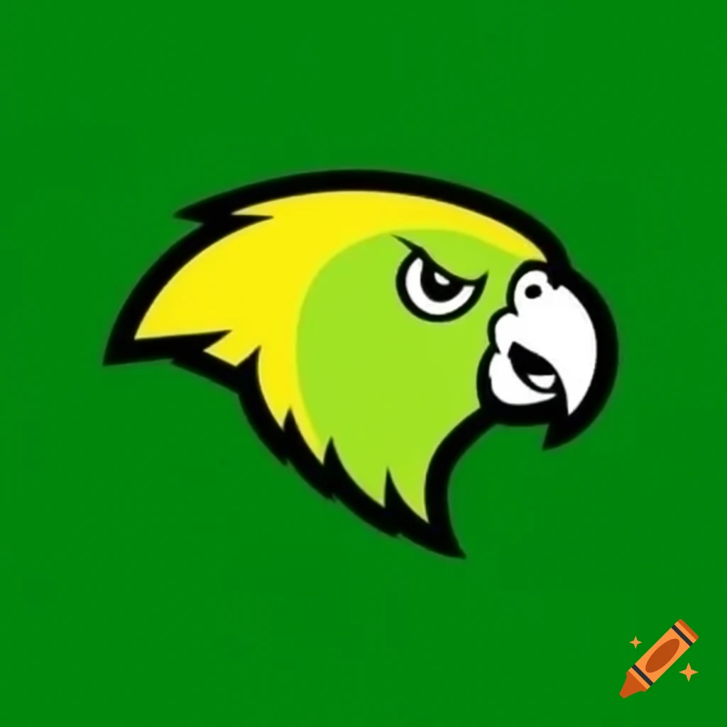 Football sports team logo featuring a green parrot