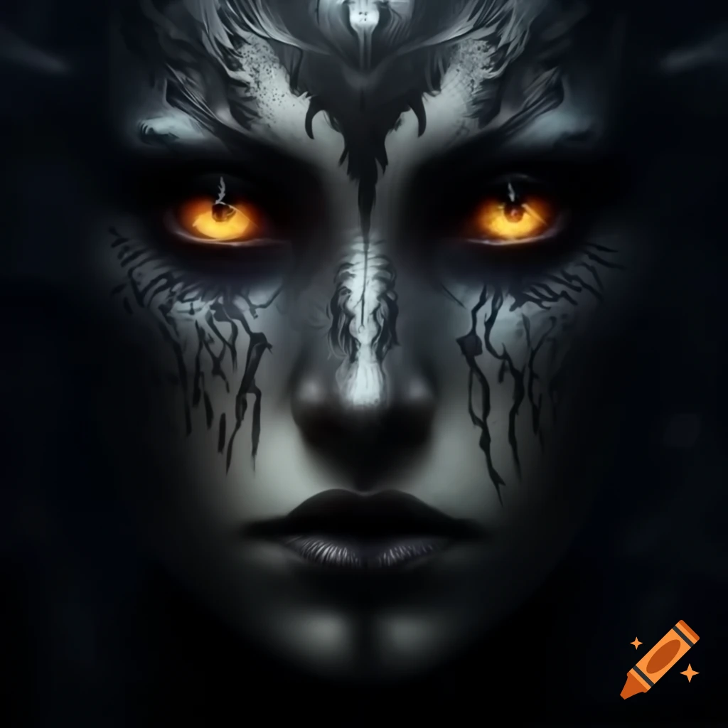 Dark fantasy depiction of a face symbolizing death