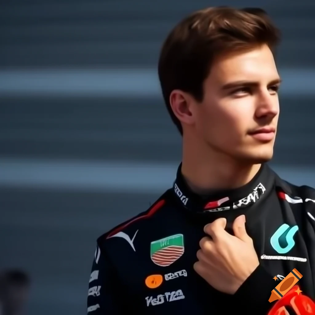 Male F1 driver posing confidently for the camera