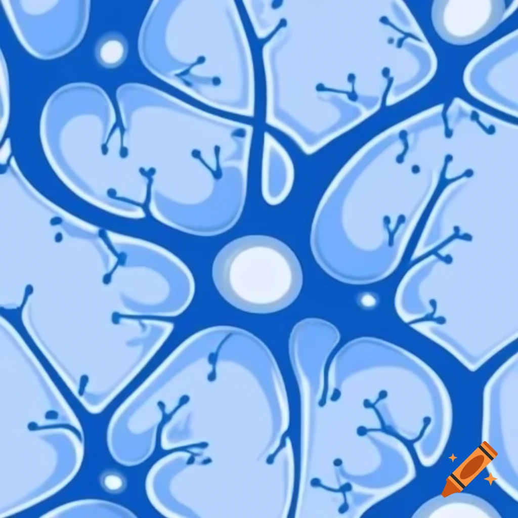 Abstract representation of a neuron in white and blue colors