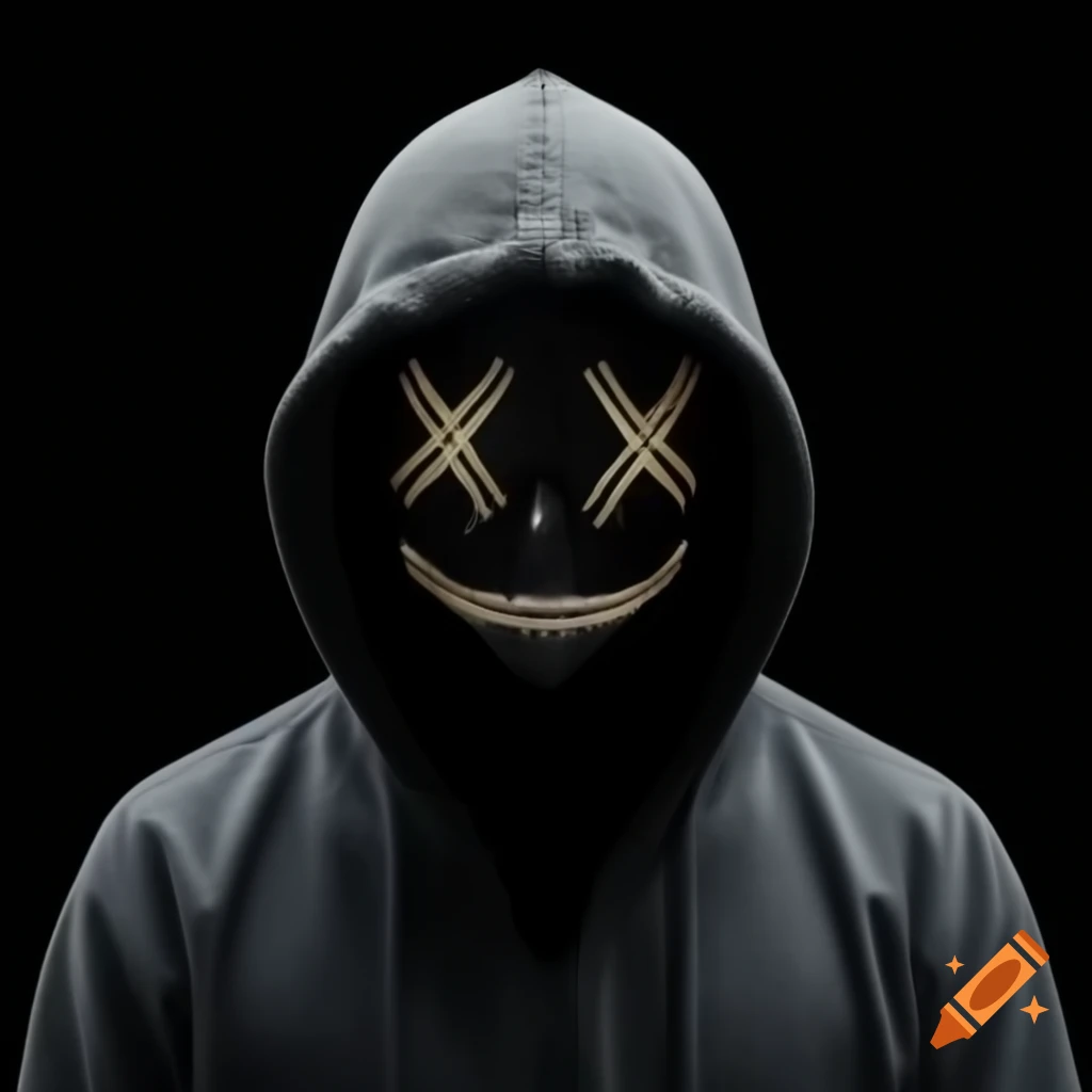Hacker in hoodie, face obscured, mysterious atmosphere
