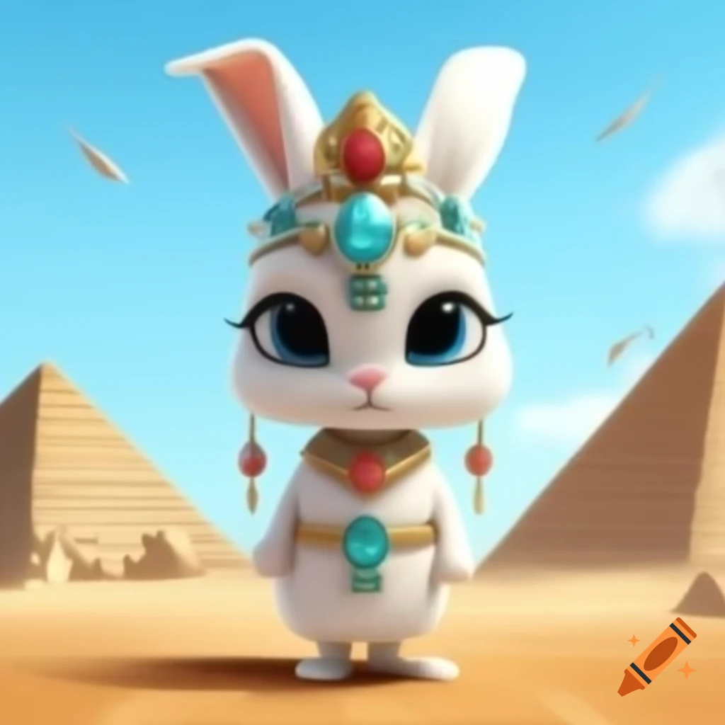 Stylish rabbit with golden eye shadow standing elegantly on Craiyon