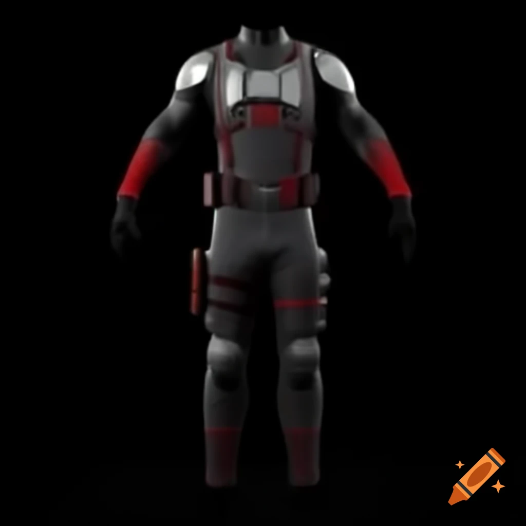 Tactical vampire jumpsuit with gothic accents and red glowing stripes