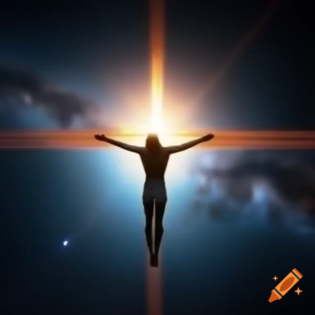 Light symbolizing Christian God shining in space