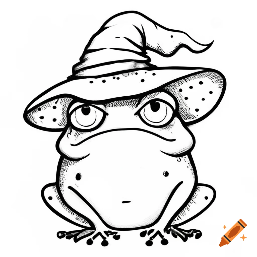 Sad frog wearing a witch hat