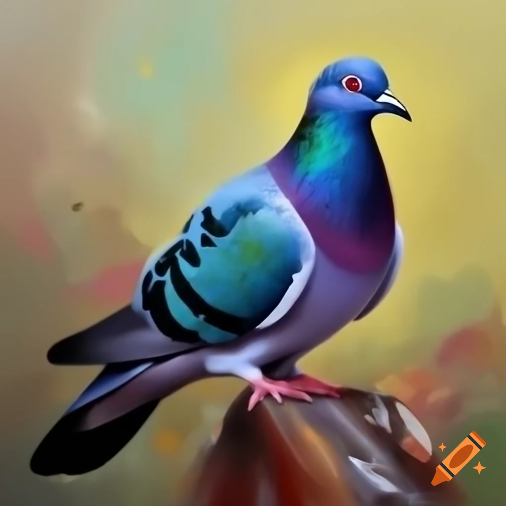 Hunting scene with pigeons