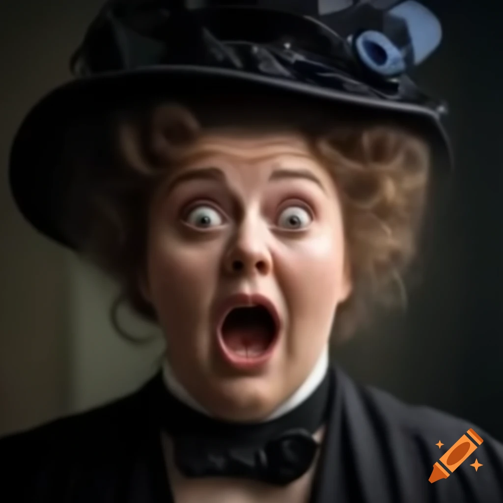 Surprised Victorian lady with open mouth
