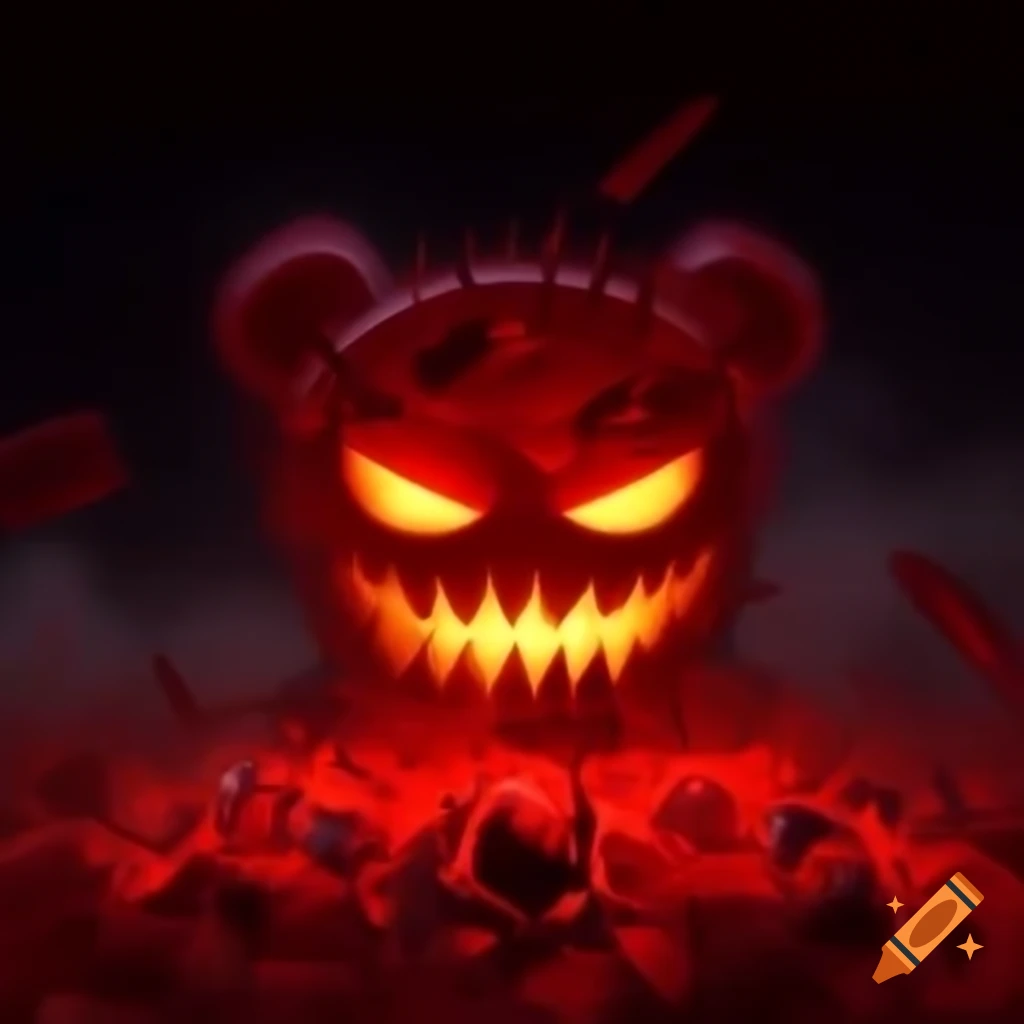 Surreal scene of mechanical claws and gummy bear blades in a nightmarish apocalypse