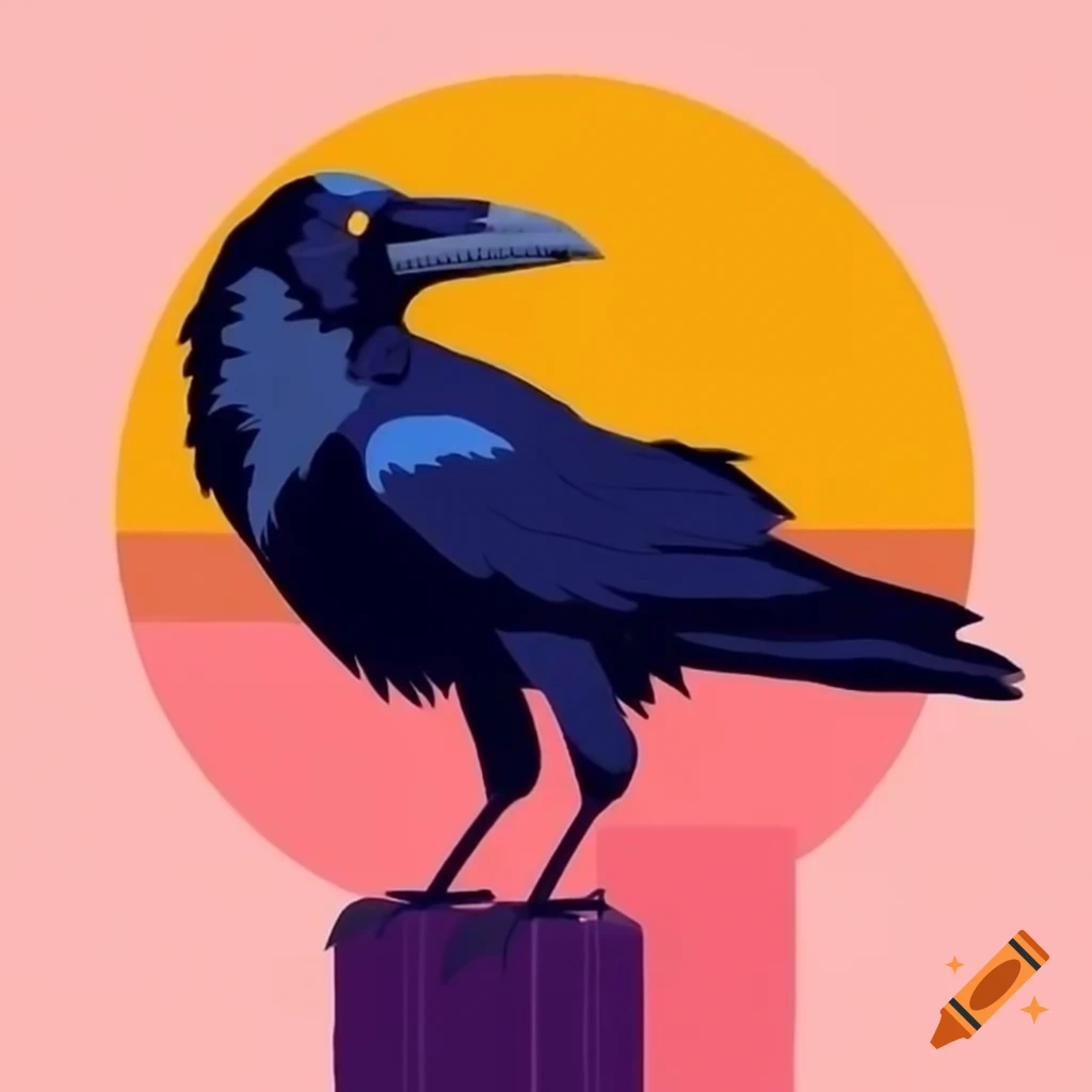 Pop art raven inspired by Edgar Allan Poe