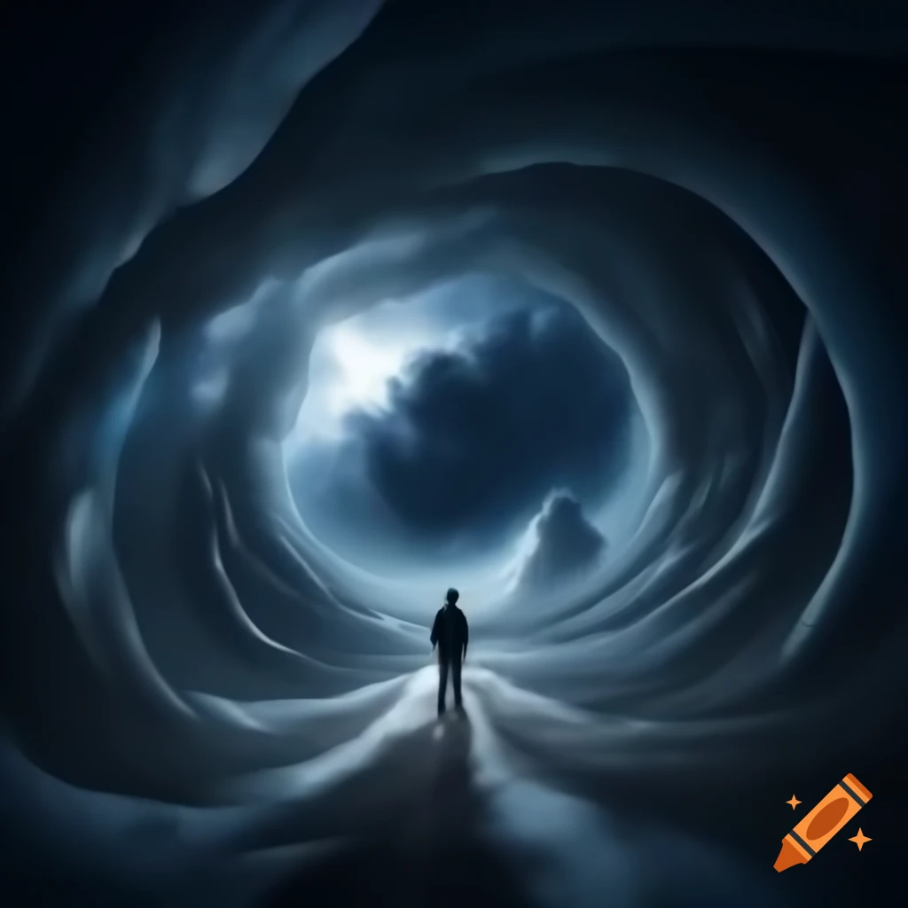 Kaleidoscope of moments and possibilities with doors suggesting alternate realities