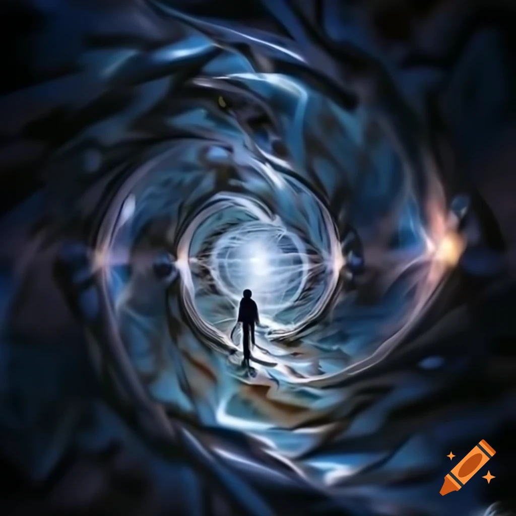 Kaleidoscope of moments and possibilities with doors suggesting alternate realities