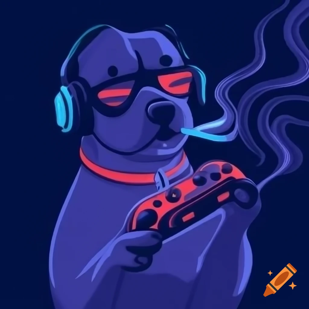 Gamer dog enjoying the night scene