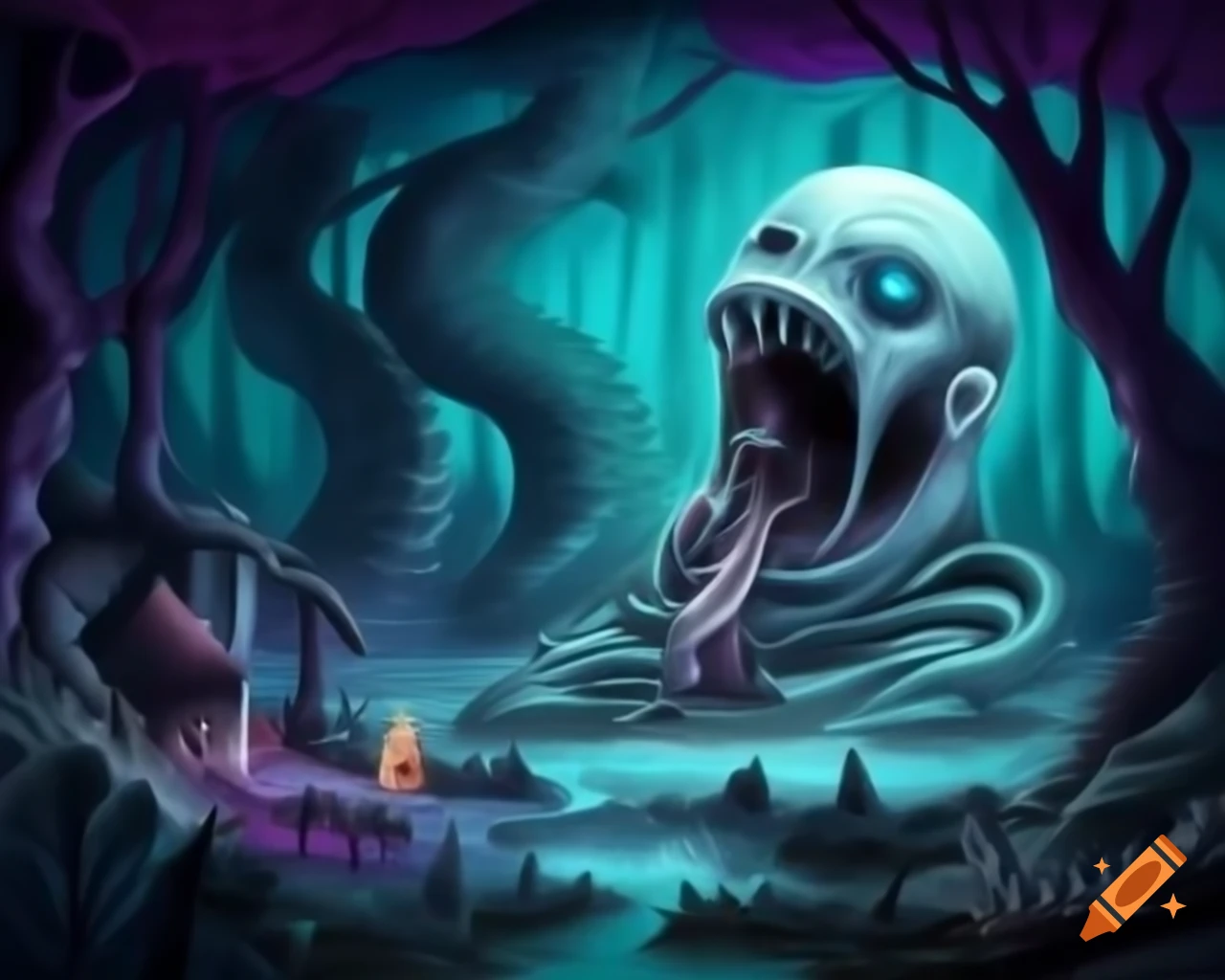 Surreal fantasy illustration in unique style by Greg Rutkowski