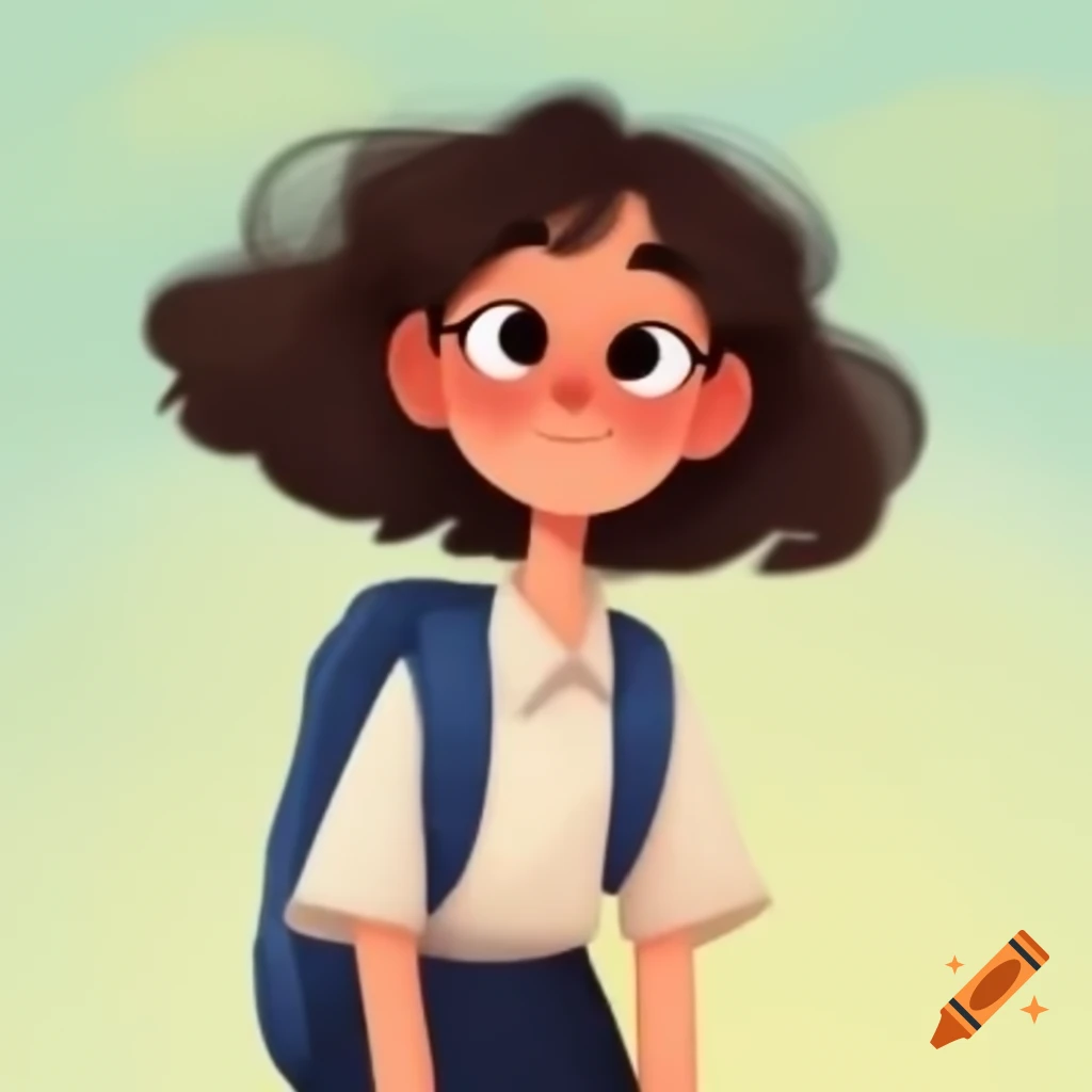 Cartoon art of Italian female student