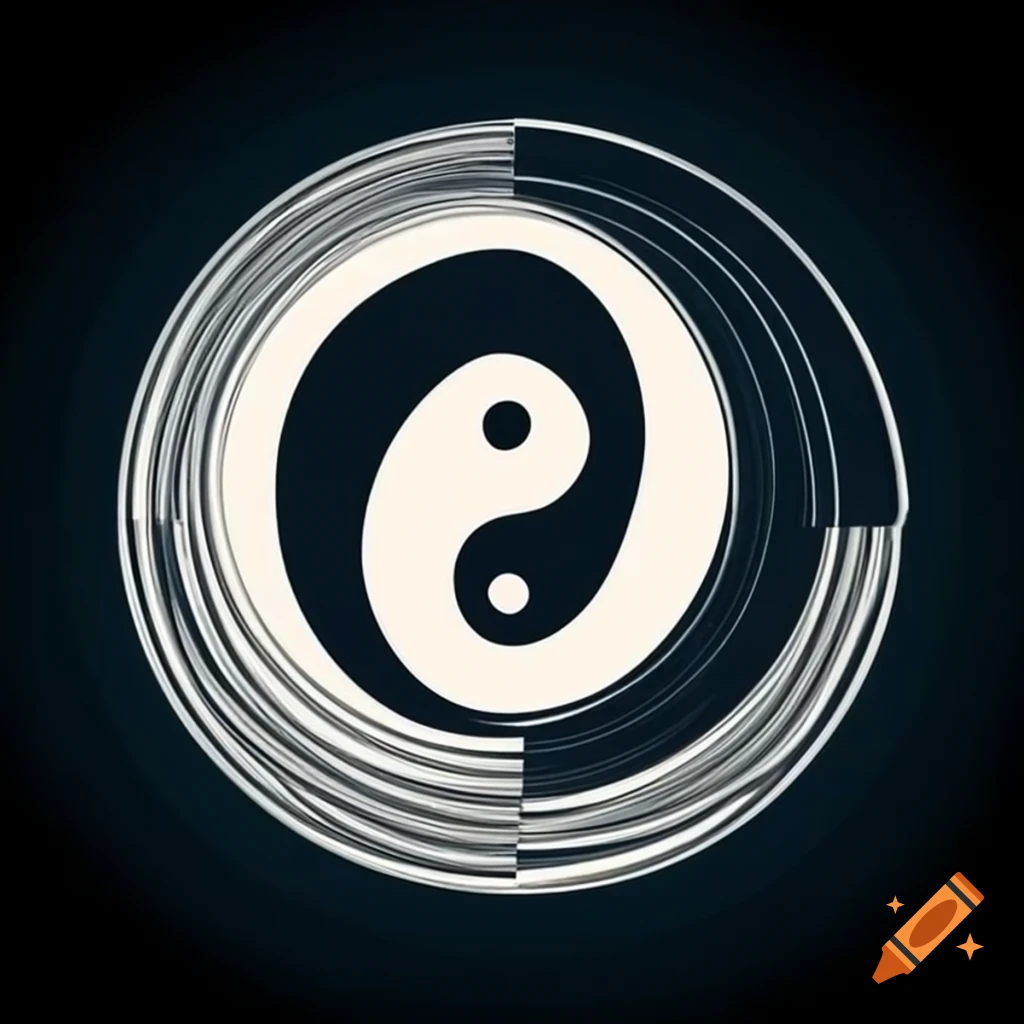 Simple line art of yin yang on circular altar cloth