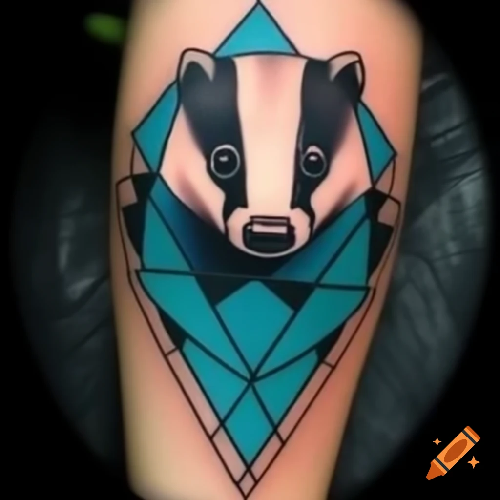 Geometric turquoise badger tattoo design