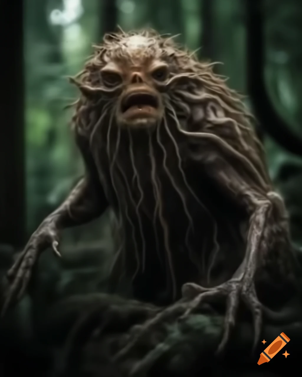 Monstrous creature in a dense forest