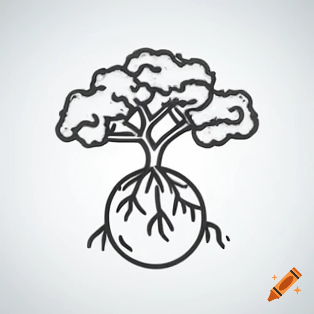 Icon of juniper tree with roots resembling a ball