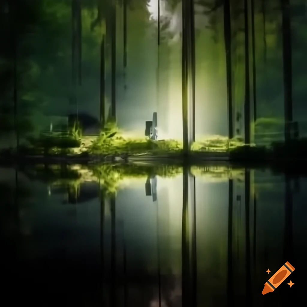 Serene forest grove evoking a sense of immersion and tranquility