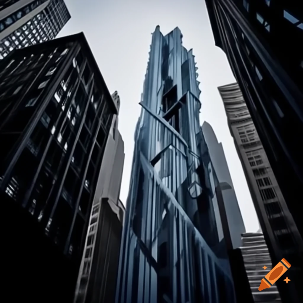 Photograph contrasting modern skyscrapers with gothic architecture