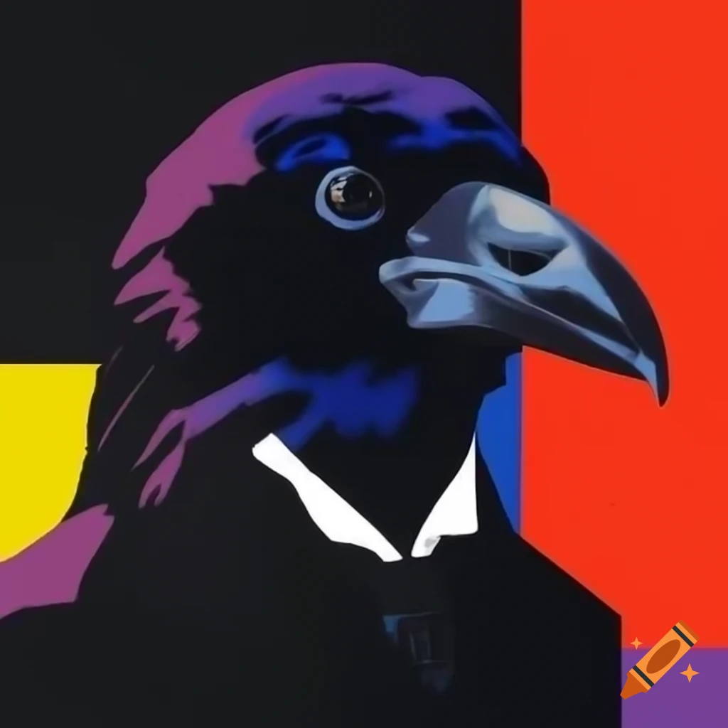 Pop art raven inspired by Edgar Allan Poe