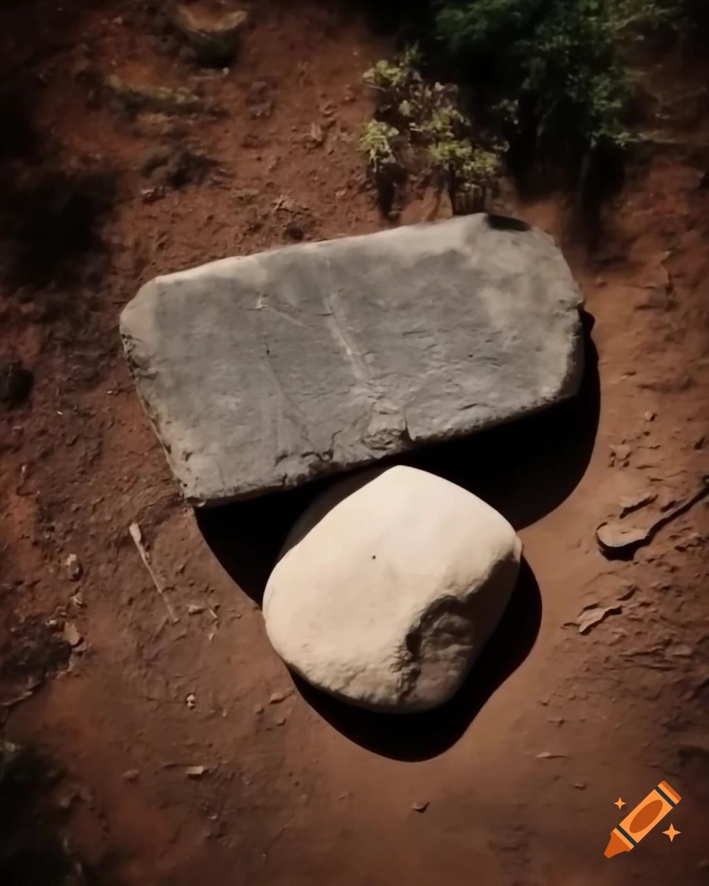 Ancient Greek stone artifact lying on the ground